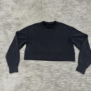 Lululemon Sweatshirt Womens Large Black Cropped Crewneck Oversized Pullover Yoga